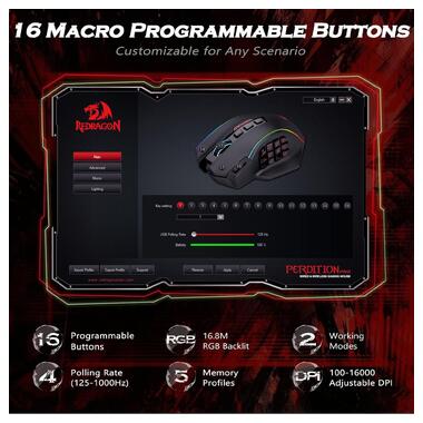 Мышка игровая беспроводная Redragon M901P-KS MMO Black фото №3