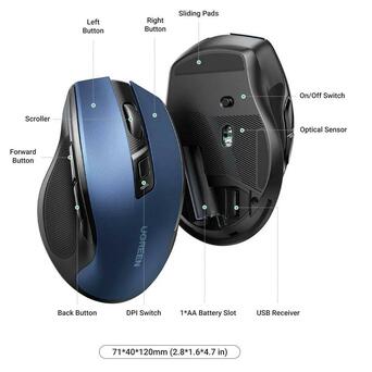 Мышь Ugreen MU006 Silence Design Blue (15064) фото №2