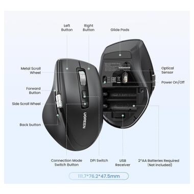 Мышка Ugreen M751 Wireless/Bluetooth Black (45792) фото №7