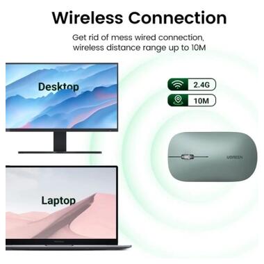 Мышка Ugreen MU001 Portable Wireless Green (90374) фото №6