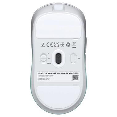 Мышка Hator Quasar 3 Ultima 8K Wireless/Bluetooth/USB White/Mint (HTM761) фото №6