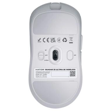 Мышка Hator Quasar 3S Ultima 8K Wireless/Bluetooth/USB White (HTM661) фото №6