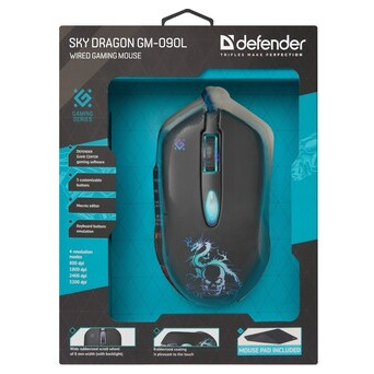 Миша DEFENDER Sky Dragon GM-090L 6 кн., 3200dpi, игр.килимок фото №14