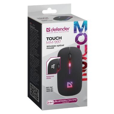 Мышка Defender Touch MM-997 Silent Wireless RGB Black (52997) фото №2