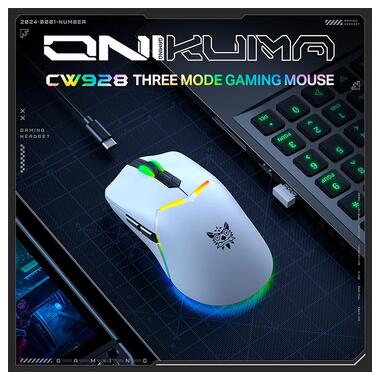 Мышь Onikuma RGB Tri-Mode Gaming Mouse CW928 белая фото №8