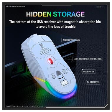 Мышь Onikuma RGB Tri-Mode Gaming Mouse CW928 белая фото №7
