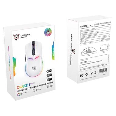 Мышь Onikuma RGB Tri-Mode Gaming Mouse CW928 белая фото №11