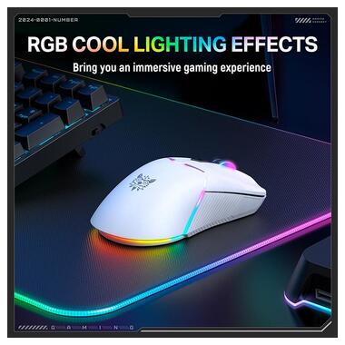 Мышь Onikuma RGB Tri-Mode Gaming Mouse CW928 белая фото №6