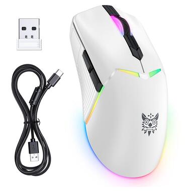 Мышь Onikuma RGB Tri-Mode Gaming Mouse CW928 белая фото №4
