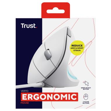 Миша Trust Verto Ergonomic USB White (25133) фото №7