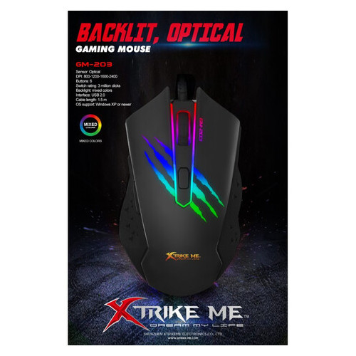 Миша Xtrike Me Gaming Backlight GM-203 Black (12470) фото №5