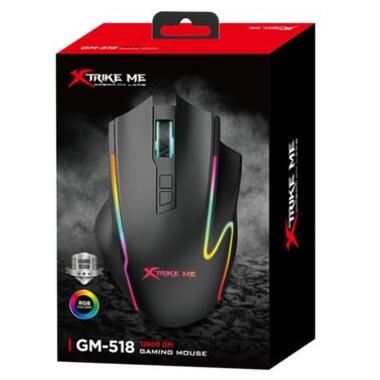 Мишка XTRIKE ME GM-518, ігрова 12800dpi., 9кн., RGB, високий профіль, чорна (GM-518) фото №5