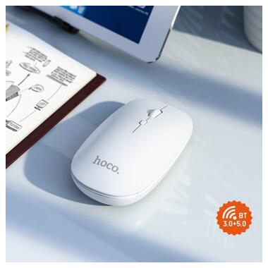 Миша HOCO Art dual-mode business wireless mouse GM15 |BT5.0, 2.4G, 800/1200/1600dpi| біла фото №3