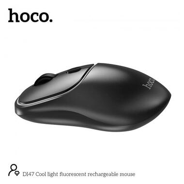 Миша HOCO Cool light fluorescent rechargeable mouse DI47 |2.4G/BT| чорна фото №5