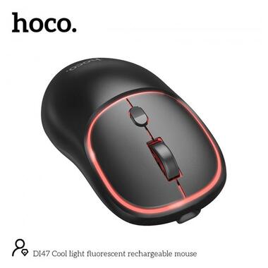 Миша HOCO Cool light fluorescent rechargeable mouse DI47 |2.4G/BT| чорна фото №4