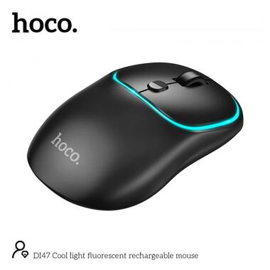 Миша HOCO Cool light fluorescent rechargeable mouse DI47 |2.4G/BT| чорна фото №3