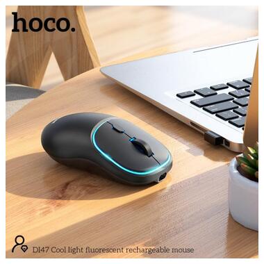 Миша HOCO Cool light fluorescent rechargeable mouse DI47 |2.4G/BT| чорна фото №8