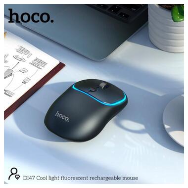 Миша HOCO Cool light fluorescent rechargeable mouse DI47 |2.4G/BT| чорна фото №7