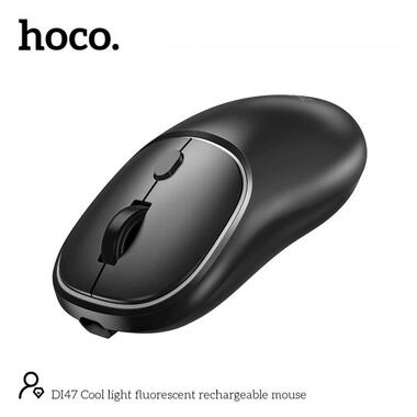 Миша HOCO Cool light fluorescent rechargeable mouse DI47 |2.4G/BT| чорна фото №2