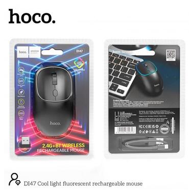 Миша HOCO Cool light fluorescent rechargeable mouse DI47 |2.4G/BT| чорна фото №9