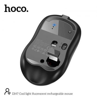 Миша HOCO Cool light fluorescent rechargeable mouse DI47 |2.4G/BT| чорна фото №6