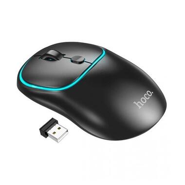 Миша HOCO Cool light fluorescent rechargeable mouse DI47 |2.4G/BT| чорна фото №1
