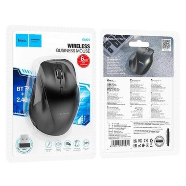 Миша HOCO Mystic six-button dual-mode business wireless mouse GM24 |BT/2.4G| чорна фото №5