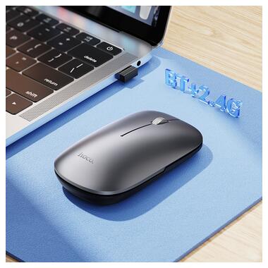 Мышь HOCO GM43 Adelanto dual-mode wireless mouse(rechargeable version) deep space gray (6942007671859) фото №8