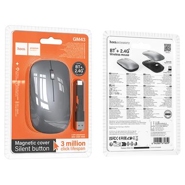 Мышь HOCO GM43 Adelanto dual-mode wireless mouse(rechargeable version) deep space gray (6942007671859) фото №2