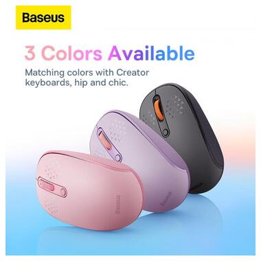 Миша Baseus F01B Tri-Mode Wireless Mouse |2.4G/BT5.0+BT3.0 | рожева фото №13