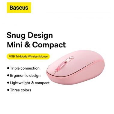 Миша Baseus F01B Tri-Mode Wireless Mouse |2.4G/BT5.0+BT3.0 | рожева фото №8