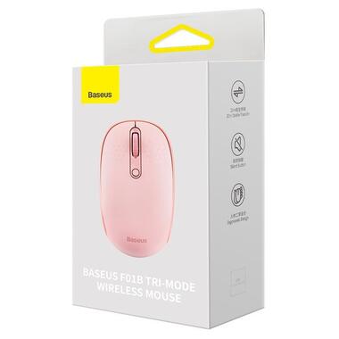 Мышь Baseus F01B Tri-Mode Wireless Mouse розовая фото №2