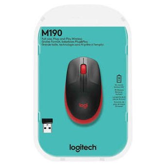 Миша LOGITECH M190 Full-size wireless mouse червоний фото №7