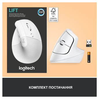 Мишка Logitech Lift Vertical Ergonomic Wireless/Bluetooth White (910-006475) фото №7