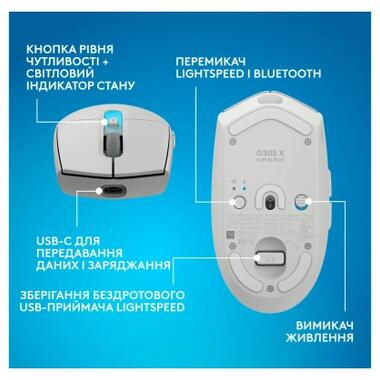 Мышка Logitech G305 X Superlight Wireless White (910-007747) фото №10