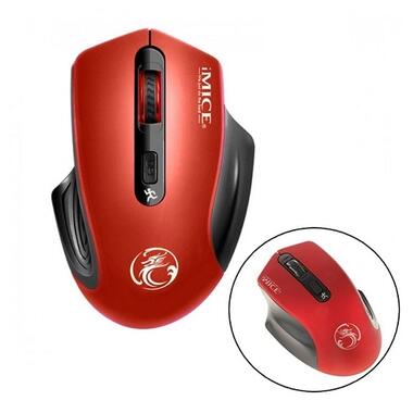Бездротова ігрова миша мишка тиха 2000dpi iMice G-1800, червона фото №1