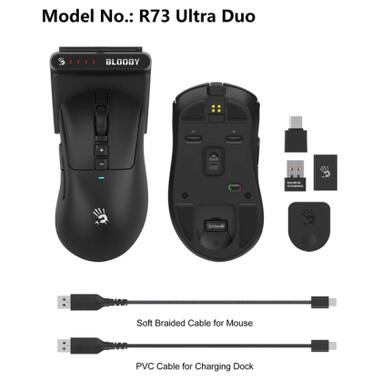 Мишка A4Tech Bloody R73 Ultra Duo Wireless Black (4711421002356) фото №12