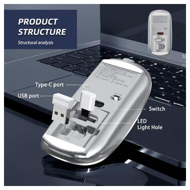 Миша бездротова USB/Type-C Halpilt Q23S Grey фото №5