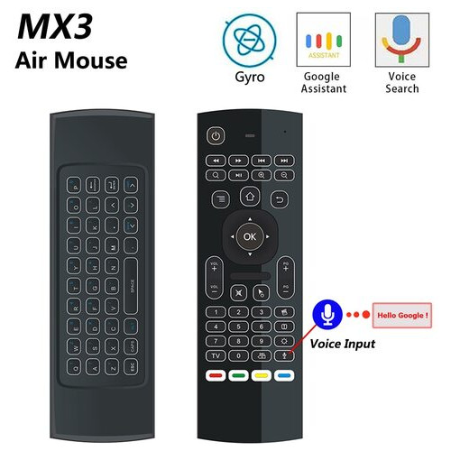 Пульт/миша гіроскопічна з клавіатурою MX3 Voice LED EN (англійська), (Airmouse Voice Keyboard) з мікрофоном та підсвічуванням, 2.4G фото №2