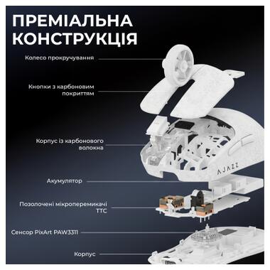 Мышка Ajazz AJ199 Carbon fiber Wireless/Bluetooth/USB White (AJ199-W) фото №8