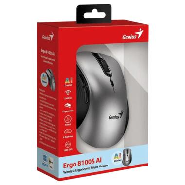 Мишка Genius Ergo 8100S AI Silent Wireless Grey (31030040404) фото №6