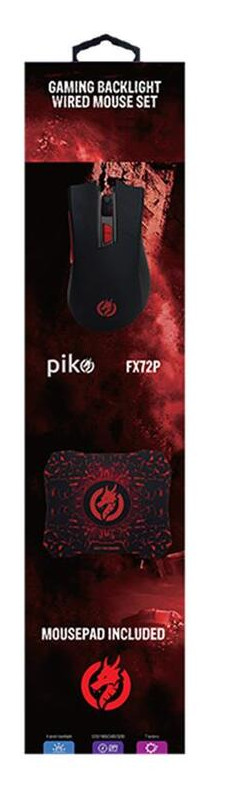 Миша Piko FX72 Black USB + килимок (1283126489495) фото №5