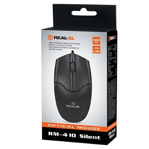 Миша REAL-EL RM-410 Silent Black USB фото №6