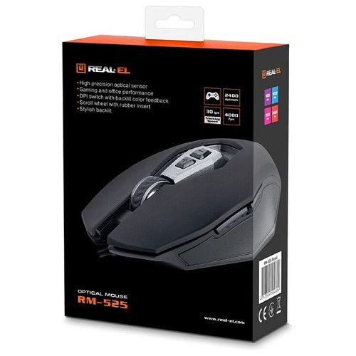 Миша REAL-EL RM-525 Black USB фото №8