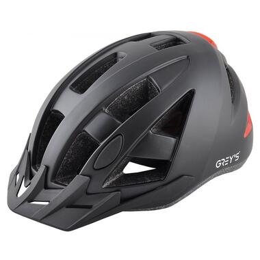Велосипедний шолом Greys із блимавкою L чорний матовий GR21214 фото №1
