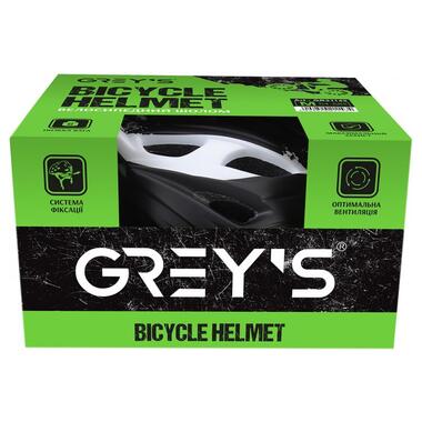 Велосипедний шолом Greys М чорно-білий матовий GR21143 фото №2