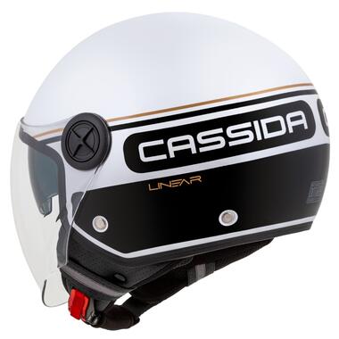 Мотоциклетний шолом  Cassida Handy Plus Linear Pearl White/Black/Gold (M140-1725-M) фото №2