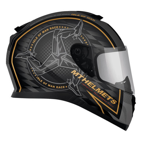 Мотошолом MT Helmets Thunder 3 SV ISLE of MAN Matt Black Gold XS фото №2