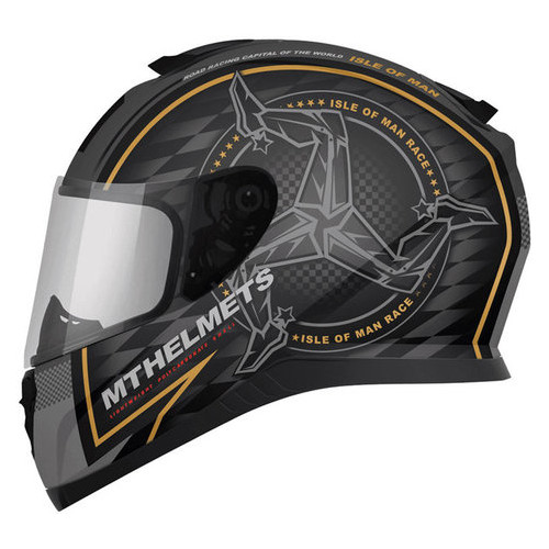 Мотошолом MT Helmets Thunder 3 SV ISLE of MAN Matt Black Gold XS фото №1