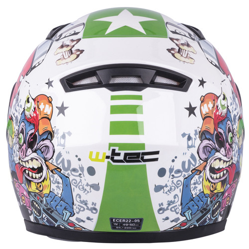 Детский интегральный шлем W-TEC FS-815G Tagger Green - M(49-50)/біло-Зелений з графікою (15310-M) фото №4